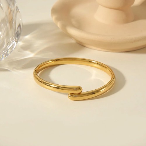 Χρυσό Σταθερό Βραχιόλι / Bangle με Organic & Minimal Σχεδιασμό