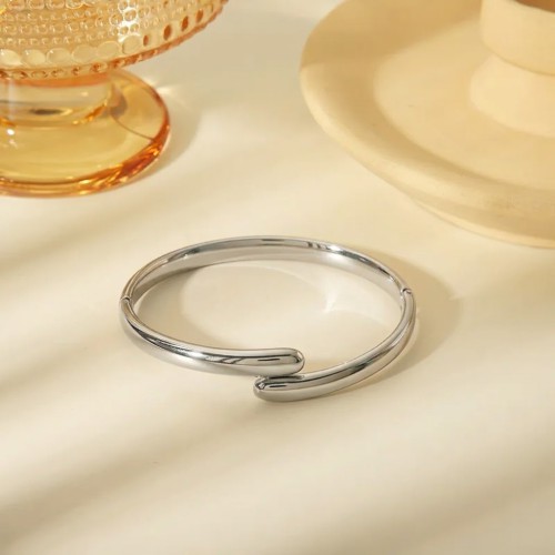 Ασημένιο Σταθερό Βραχιόλι / Bangle με Organic & Minimal Σχεδιασμό