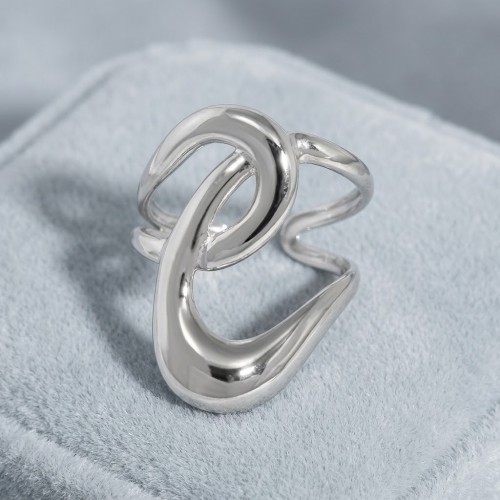 Μοντέρνο Ασημένιο Δαχτυλίδι – Organic Wave & Adjustable Design