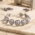 Βραχιόλι Vintage Style με Καρδιές από Λευκό Χουλίτη (Howlite)