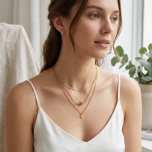 Χρυσό Ανοξείδωτο Ατσάλινο Κολιέ με Κόμπο (Minimal Gold Knot Necklace)