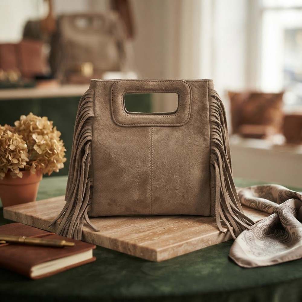 "Aspen" Suede Fringe Tote